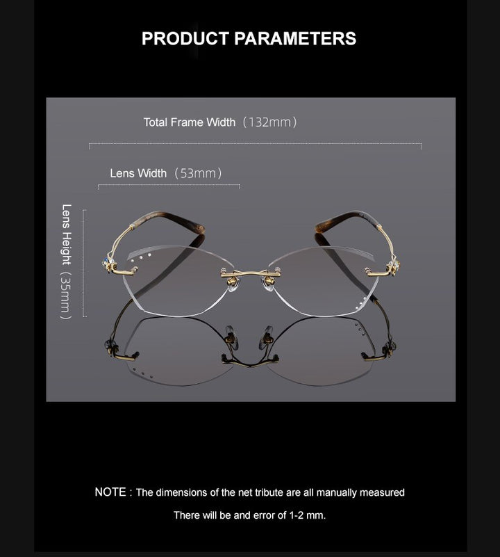 Chashma Ottica Women's Rimless Oval Square Titanium Eyeglasses Tinted Lenses 1337 Rimless Chashma Ottica