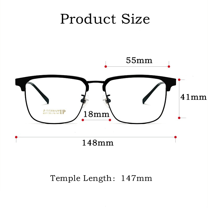 Yimaruili Men's Full Rim IP Plated β Titanium Square Frame Eyeglasses 2311YJ Full Rim Yimaruili Eyeglasses