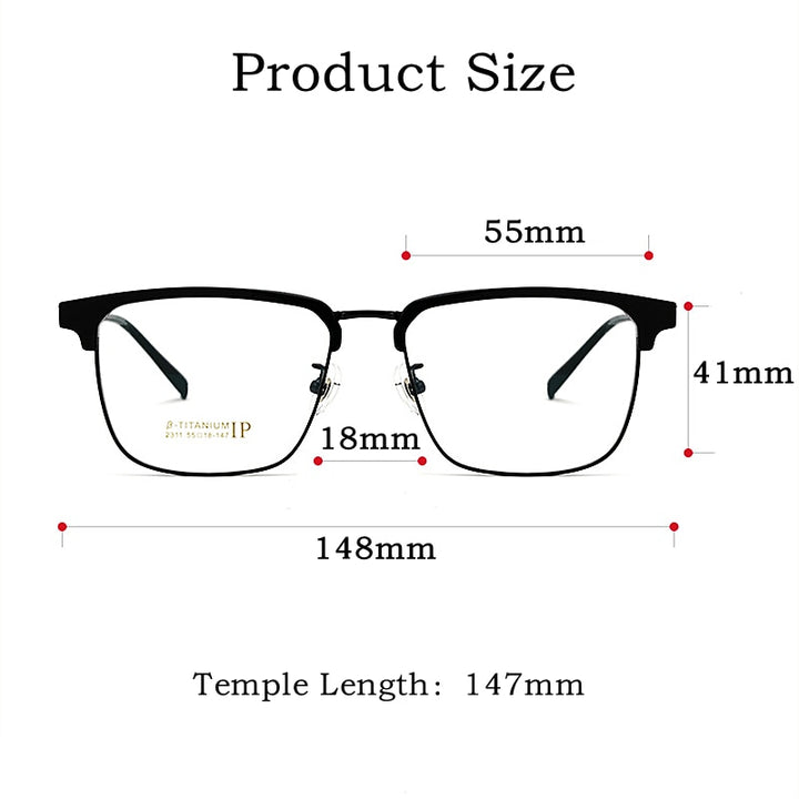 Yimaruili Men's Full Rim IP Plated β Titanium Square Frame Eyeglasses 2311YJ Full Rim Yimaruili Eyeglasses