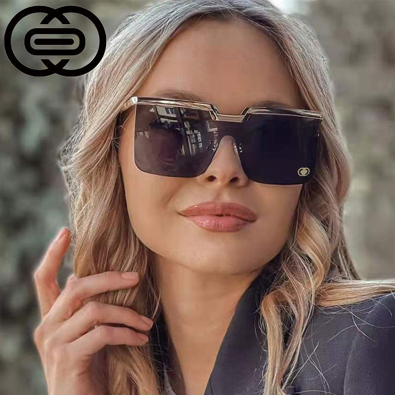 CCspace Women's Rimless Oversized Square One Lens Alloy Frame Sunglasses 51121 Sunglasses CCspace Sunglasses