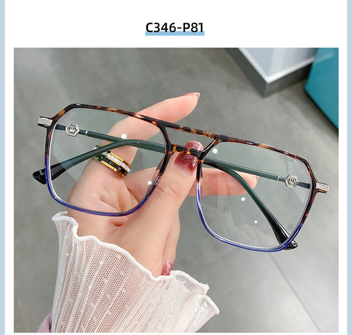 Hotony Women's Full Rim TR 90 Resin Square Double Bridge Frame Eyeglasses Lk309 Full Rim Hotony