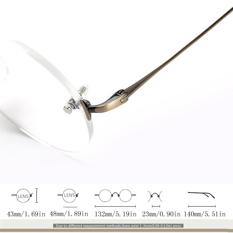 Yujo Men's Rimless Titanium Round Reading Glasses Y003 Reading Glasses Yujo