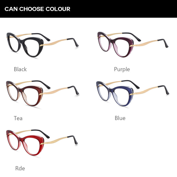 CCspace Women's Full Rim Cat Eye Tr 90 Titanium Frame Eyeglasses 54024 Full Rim CCspace