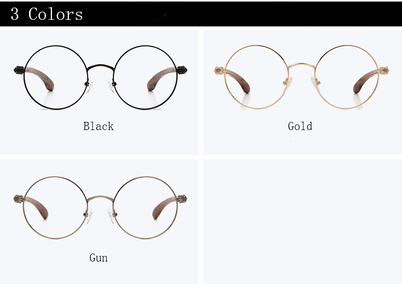 Hdcrafter Unisex Full Rim Round  Titanium Wood Frame Eyeglasses 7573 Full Rim Hdcrafter Eyeglasses