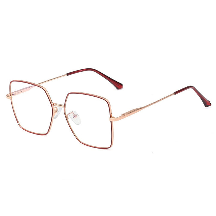 CCspace Unisex Full Rim Square Alloy Frame Eyeglasses 48241 Full Rim CCspace C2Red