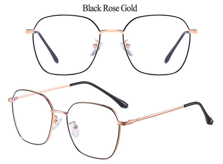 Hotony Unisex Full Rim Alloy Polygonal Frame Eyeglasses Zy9037 Full Rim Hotony