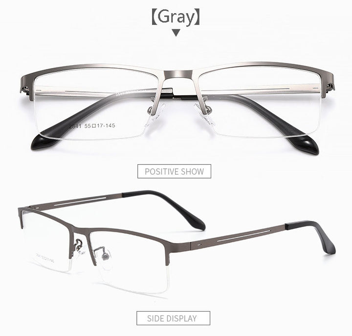 Hotochki Men's Semi Rim Alloy Frame Eyeglasses TR-90 Resin Temples 2541 Semi Rim Hotochki