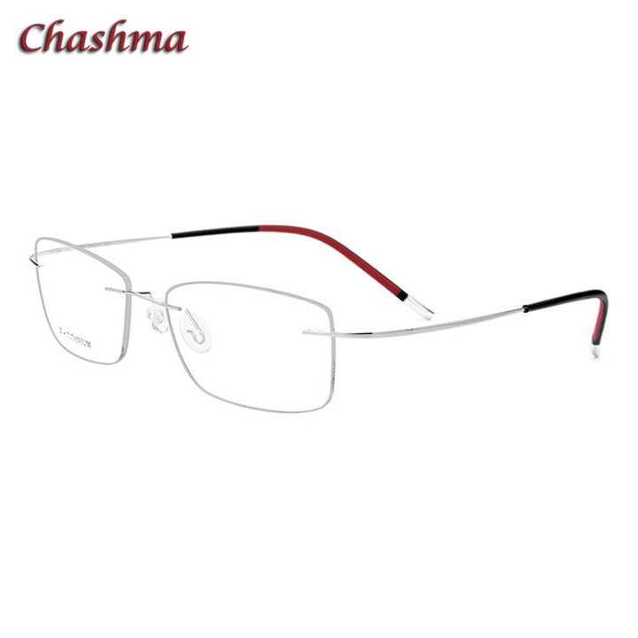Chashma Ochki Unisex Rimless Square Titanium Eyeglasses 9609 Rimless Chashma Ochki Silver
