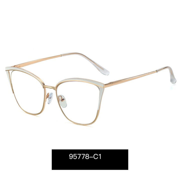 Hotony Women's Full Rim Cat Eye TR 90 Resin Alloy Frame Eyeglasses 95778 Full Rim Hotony C1
