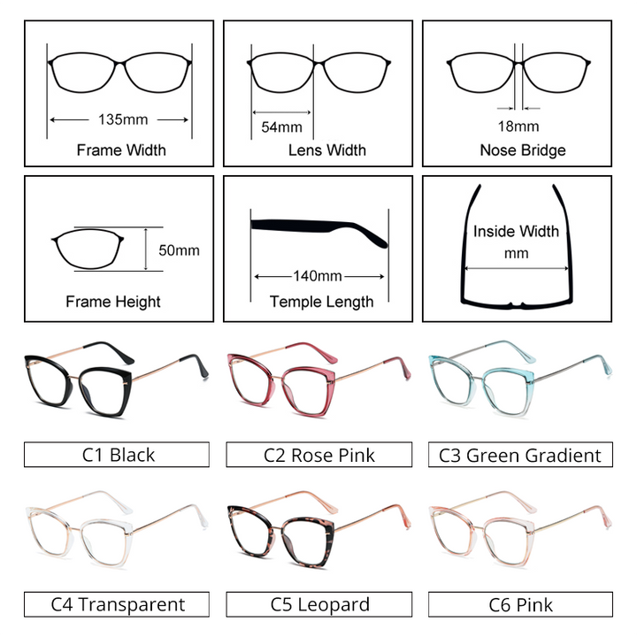 Ralferty Women's Eyeglasses Cat Eye TR90 Anti Blue Light D605 Full Rim Ralferty
