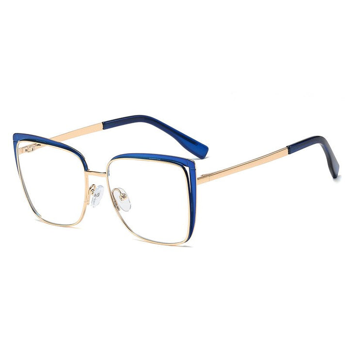 CCspace Unisex Full Rim Square Cat Eye Alloy Frame Eyeglasses 48324 Full Rim CCspace C3Blue