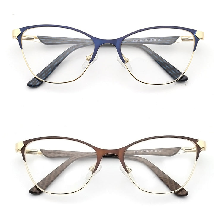 Laoyehui Unisex Eyeglasses Cat Eye Alloy Reading Glasses Blue Brown 8184 Reading Glasses Laoyehui