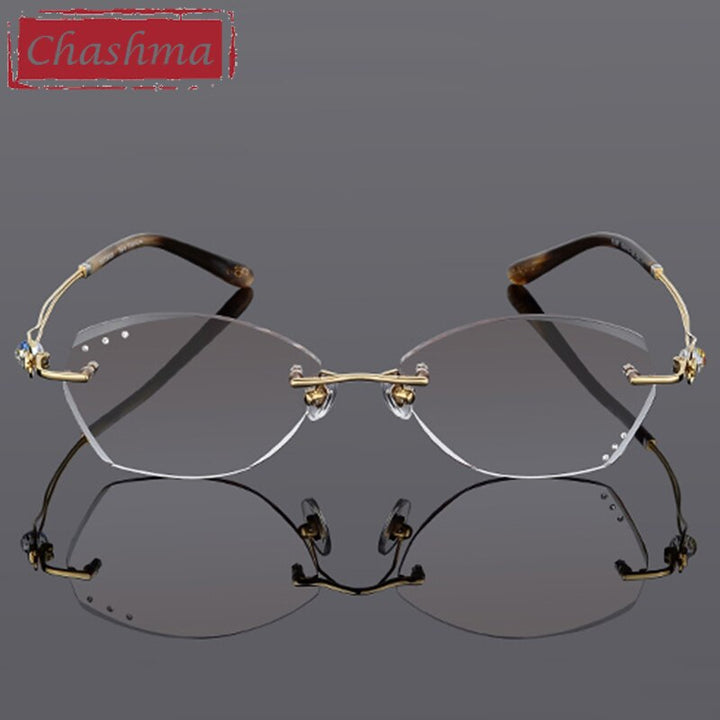 Chashma Ottica Women's Rimless Oval Square Titanium Eyeglasses Tinted Lenses 1337 Rimless Chashma Ottica
