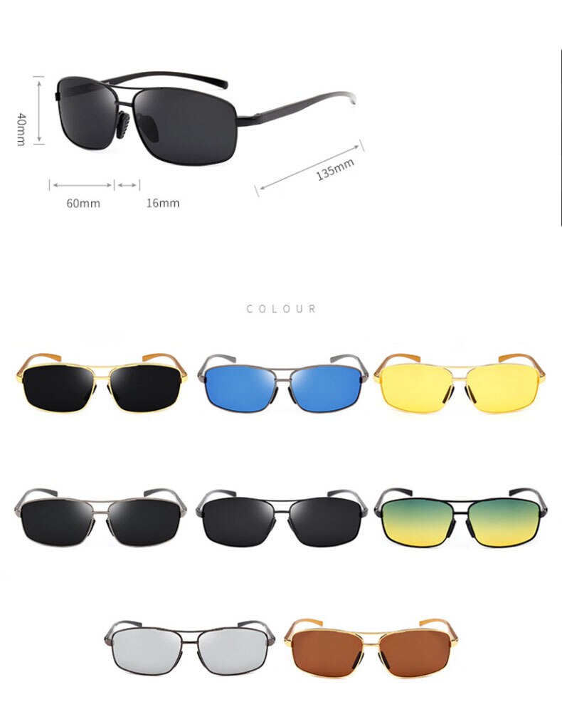 Reven Jate Men's Full Rim Rectangle Alloy Polarized Sunglasses 2458 Sunglasses Reven Jate