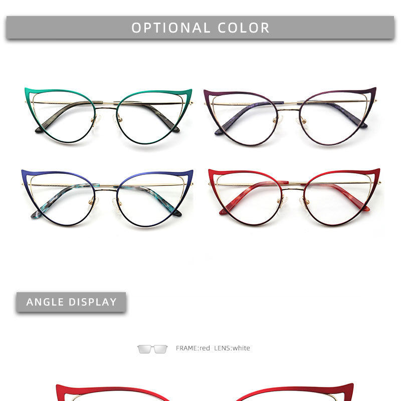 Laoyehui Women's Full Rim Cat Eye Alloy Frame Reading Glasses Anti Blue Light White 90161 Reading Glasses Laoyehui