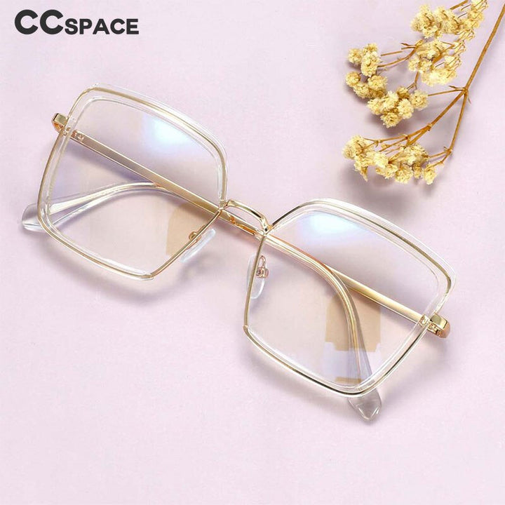 CCspace Unisex Semi Rim Square Tr 90 Titanium Frame Eyeglasses 54078 Semi Rim CCspace