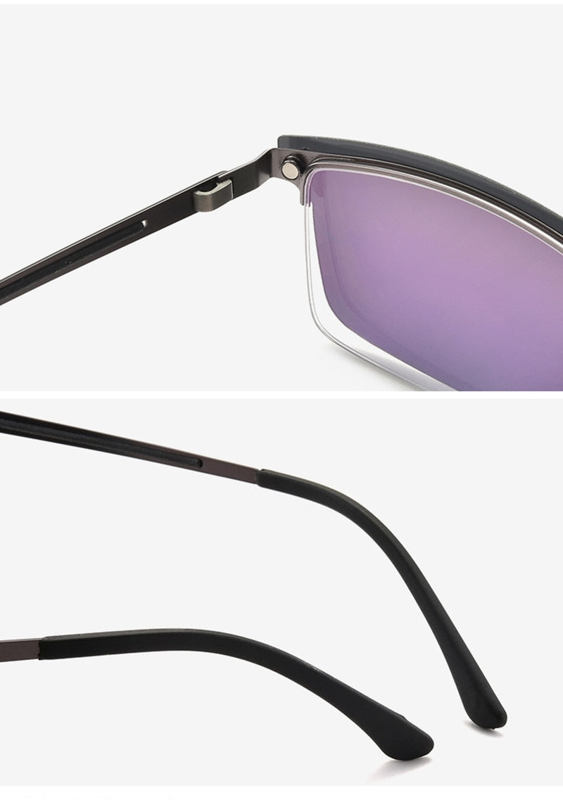 Hotochki Unisex Semi Rim Alloy Frame Clip On Sunglasses S94007 With Clip Ons Hotochki