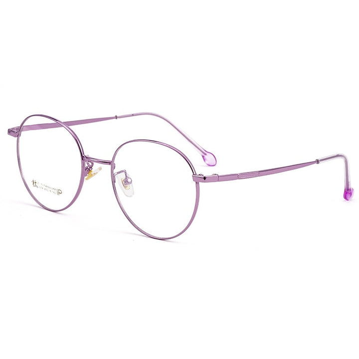 Yimaruili Women's Full Rim Round β Titanium Frame Eyeglasses 2054 Full Rim Yimaruili Eyeglasses