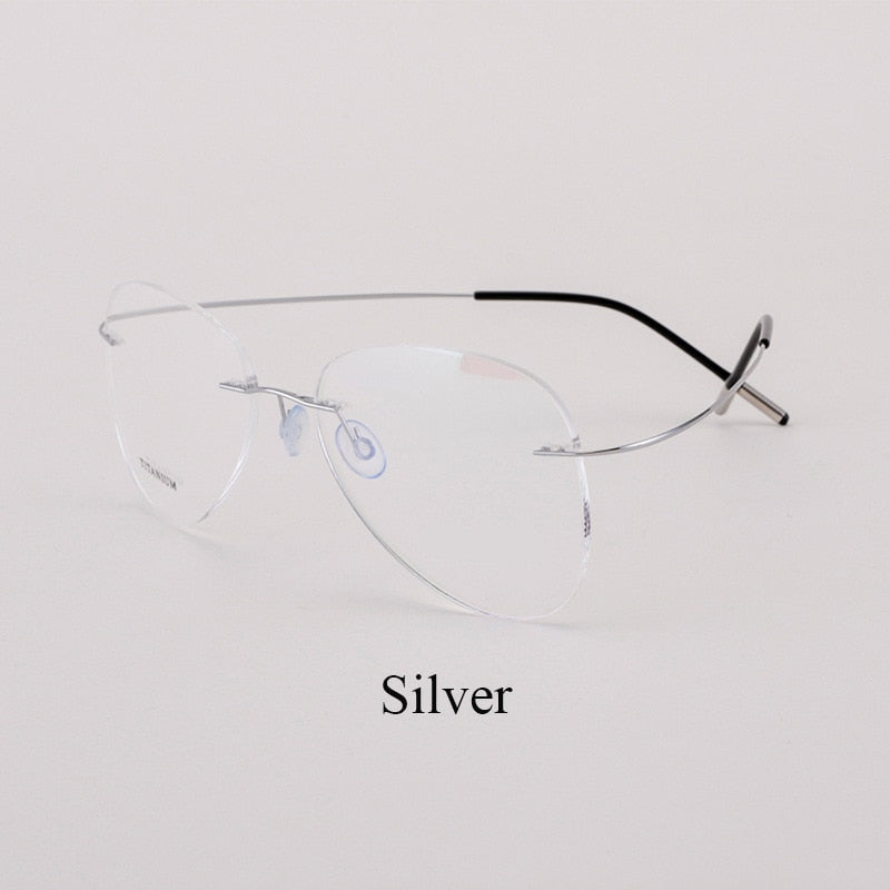 Bclear Unisex Customized Rimless Oval Titanium Alloy Eyeglasses My20002 Rimless Bclear Silver