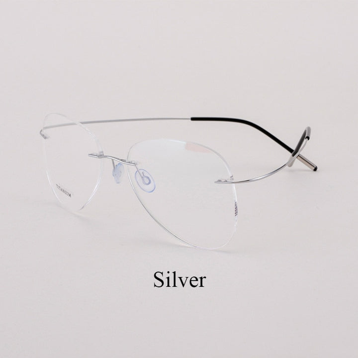 Bclear Unisex Customized Rimless Oval Titanium Alloy Eyeglasses My20002 Rimless Bclear Silver
