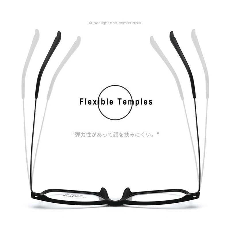 Hotony Unisex Full Rim Square TR 90 Resin B Titanium Frame Eyeglasses 9825 Full Rim Hotony