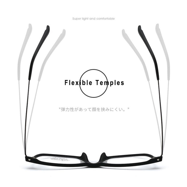 Hotony Unisex Full Rim Square TR 90 Resin B Titanium Frame Eyeglasses 9825 Full Rim Hotony