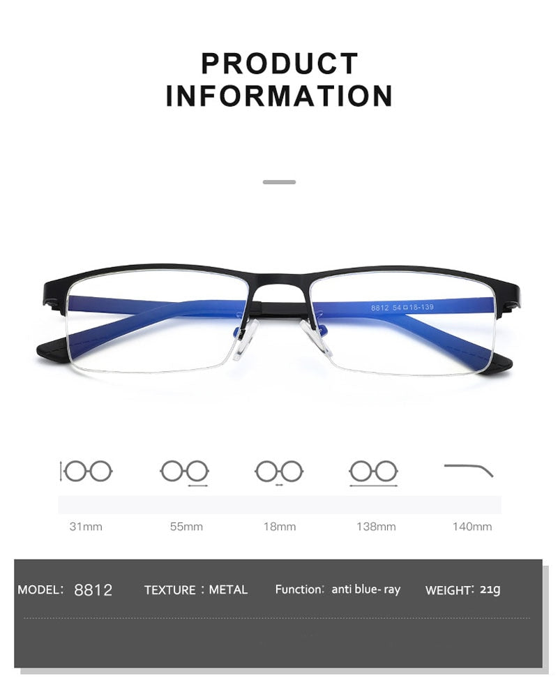Handoer Unisex Semi Rim Square Alloy Eyeglasses 88121 Semi Rim Handoer