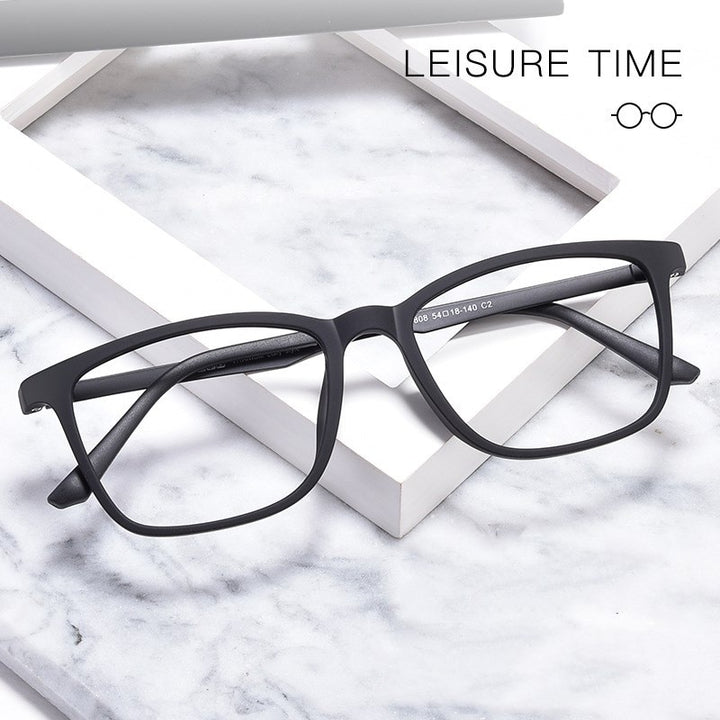 Yimaruili Men's Eyeglasses Square Full Rim Titanium Y8808 Full Rim Yimaruili Eyeglasses