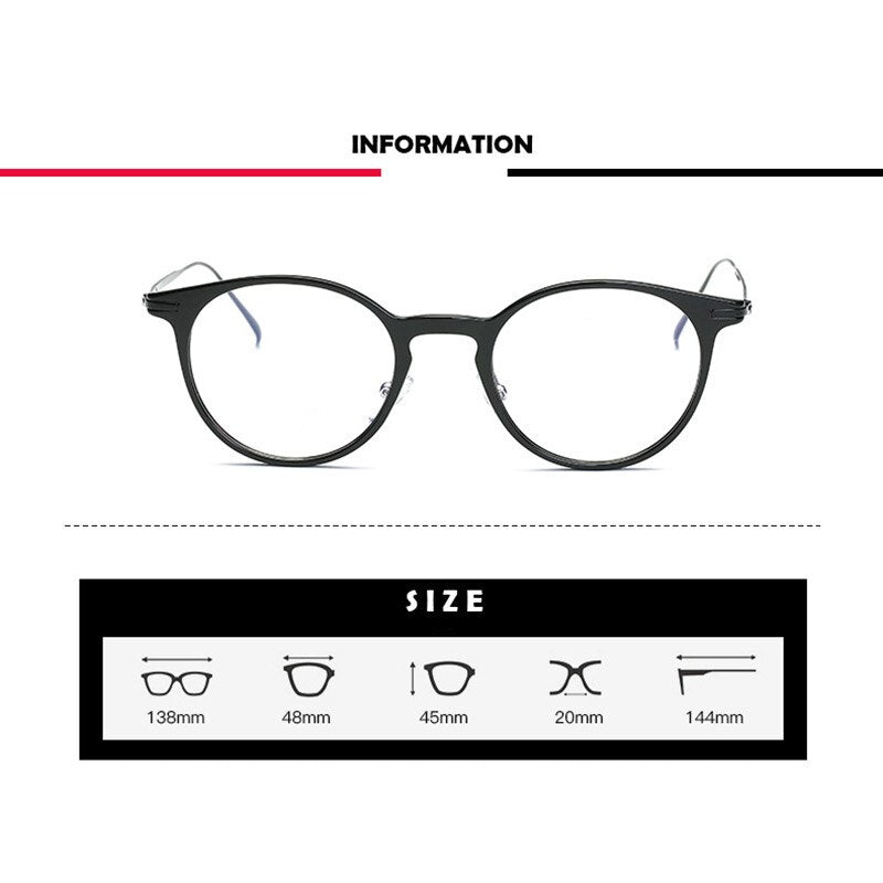 Handoer Unisex Full Rim Round Tr 90 Alloy Eyeglasses 6628 Full Rim Handoer
