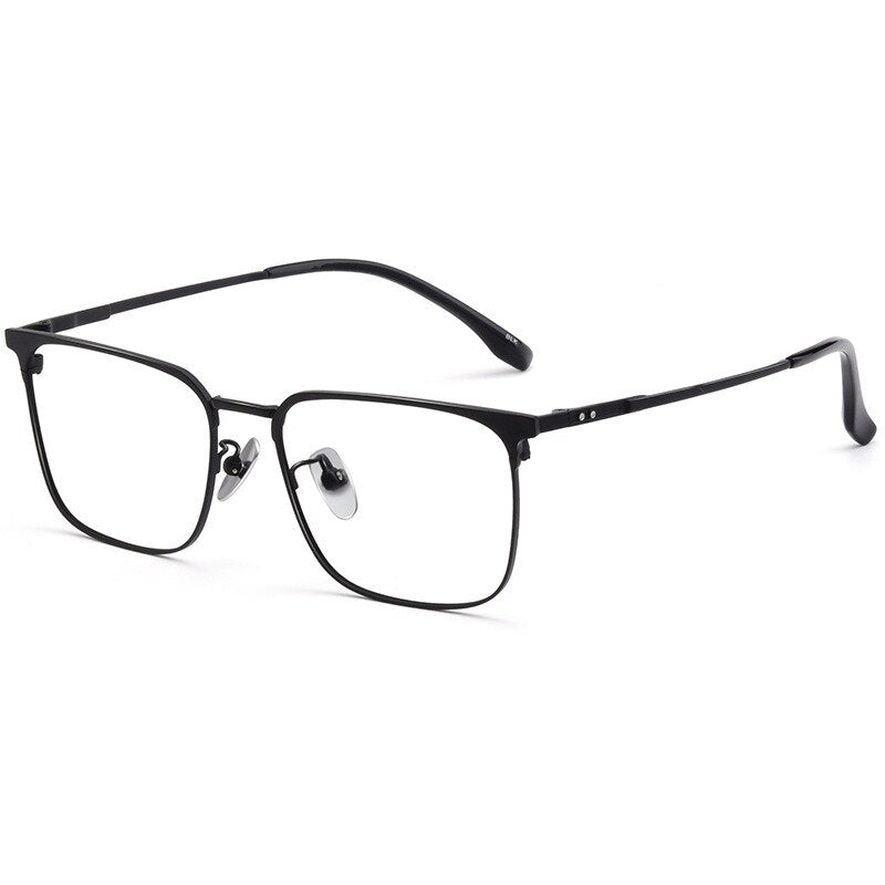 Hotochki Men's Semi Rim Beta Titanium Alloy IP Plated Frame Eyeglasses 80092 Semi Rim Hotochki black