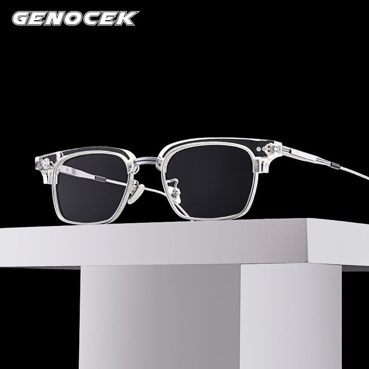 Gatenac Unisex Full Rim Square Acetate Frame Eyeglasses Gxyj184 Full Rim Gatenac