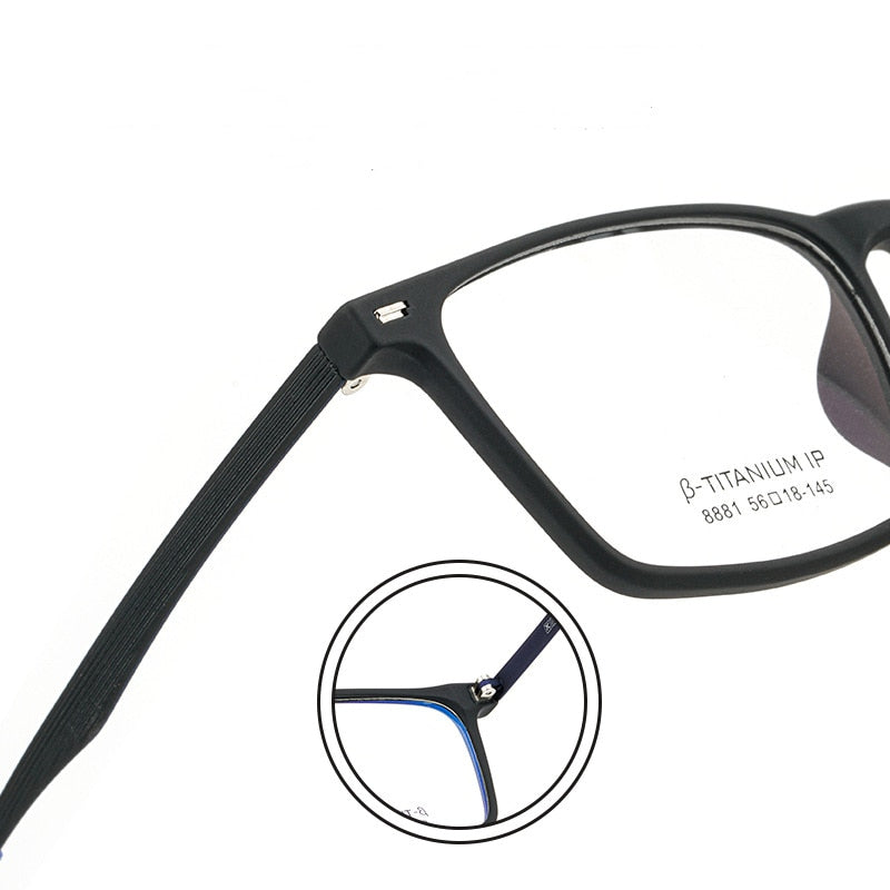 Yimaruili Men's Full Rim TR 90 Resin β Titanium Frame Eyeglasses 8881 Full Rim Yimaruili Eyeglasses