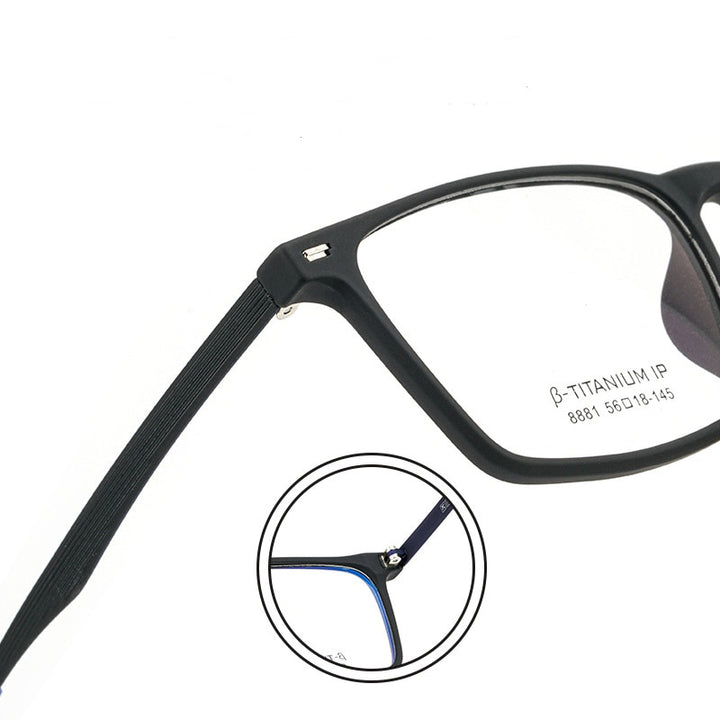 Yimaruili Men's Full Rim TR 90 Resin β Titanium Frame Eyeglasses 8881 Full Rim Yimaruili Eyeglasses