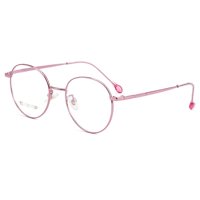 Yimaruili Women's Full Rim Round β Titanium Frame Eyeglasses 2054 Full Rim Yimaruili Eyeglasses Pink
