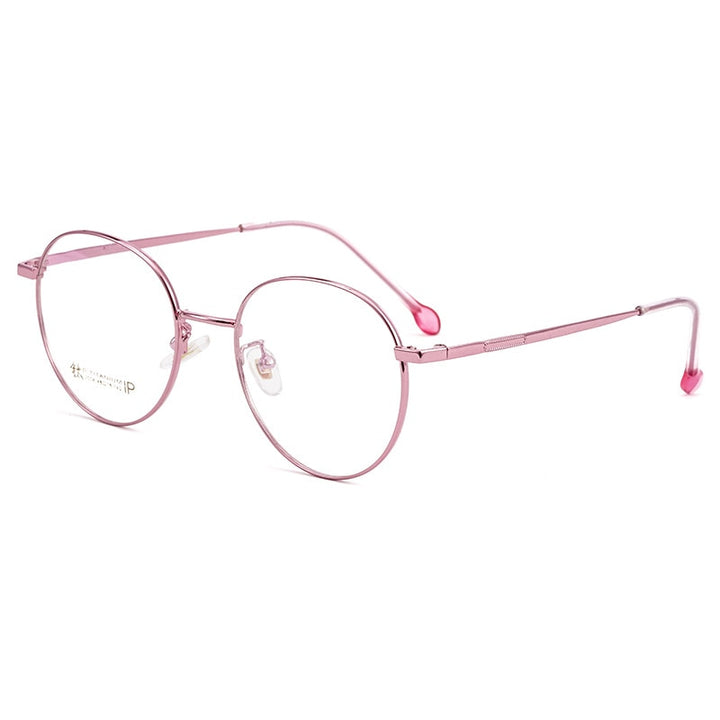Yimaruili Women's Full Rim Round β Titanium Frame Eyeglasses 2054 Full Rim Yimaruili Eyeglasses Pink