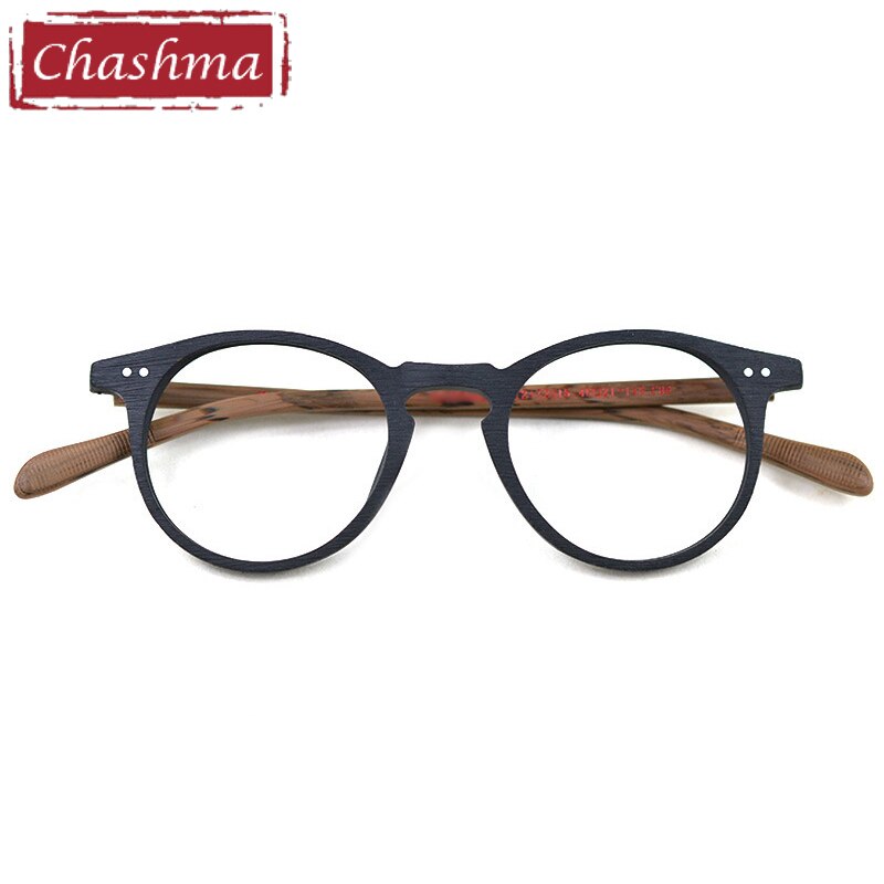 Chashma Men's Full Rim Round Acetate Frame Eyeglasses 2172015 Full Rim Chashma Black with Brown
