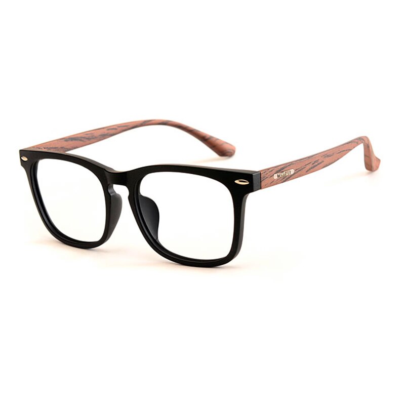 Yimaruili Unisex Full Rim Imitation Wood Resin Frame Eyeglasses 98028 Full Rim Yimaruili Eyeglasses Black Coffee