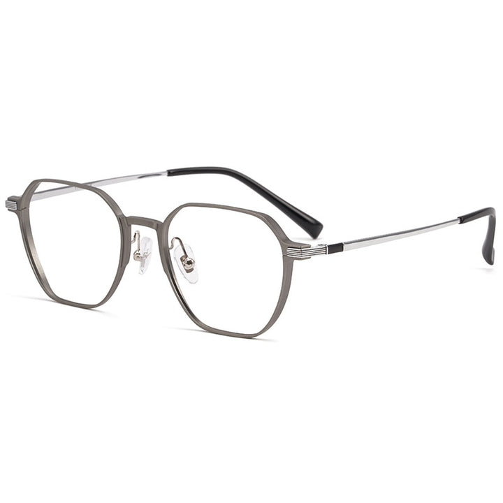 Yimaruili Unisex Full Rim Aluminum Magnesium Polygonal Frame Eyeglasses 5052 Full Rim Yimaruili Eyeglasses Gun Gray  