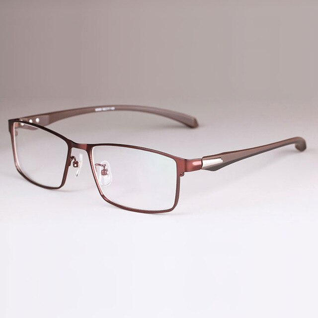 Bclear Men's Semi Rim Square Titanium Alloy Eyeglasses 66071 Semi Rim Bclear full rim brown