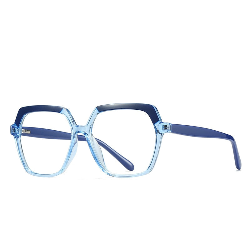 CCspace Unisex Full Rim Polygon Tr 90 Titanium Frame Eyeglasses 49324 Full Rim CCspace C5Blue