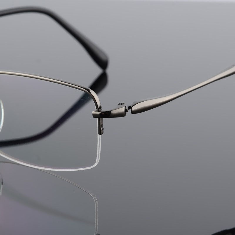 Men's Square Semi Rim Titanium Frame Eyeglasses 8296 Semi Rim Bclear
