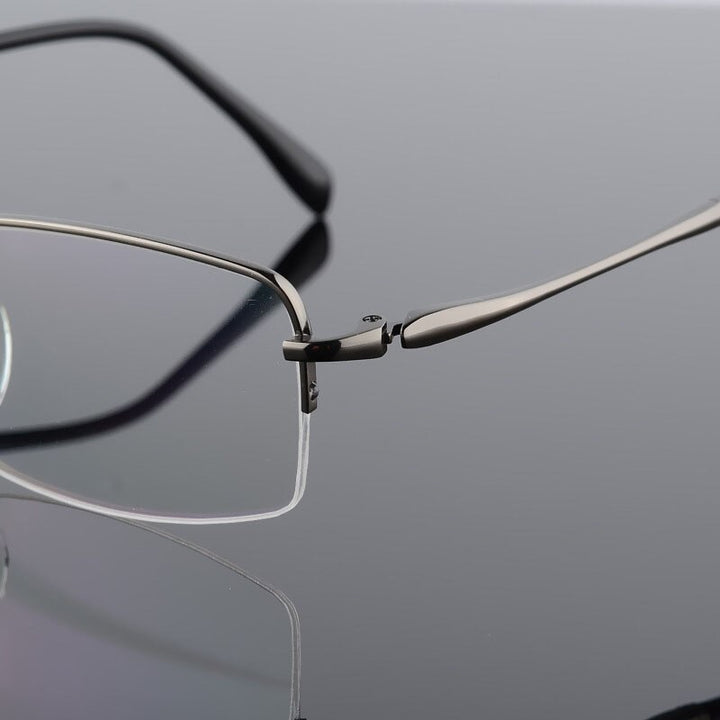 Men's Square Semi Rim Titanium Frame Eyeglasses 8296 Semi Rim Bclear