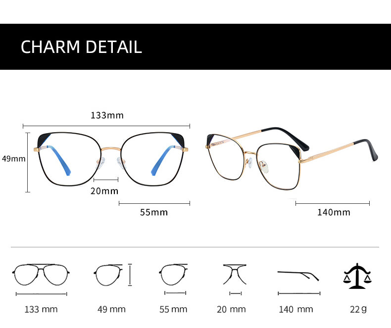 Hotony Women's Full Rim Cat Eye TR 90 Resin Alloy Frame Eyeglasses 95805 Full Rim Hotony
