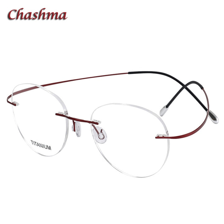 Chashma Ochki Unisex Rimless Round Titanium Eyeglasses 16017 Rimless Chashma Ochki