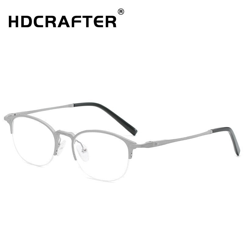Hdcrafter Unisex Semi Rim Round TR 90 Titanium Frame Eyeglasses 6301 Semi Rim Hdcrafter Eyeglasses