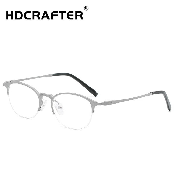 Hdcrafter Unisex Semi Rim Round TR 90 Titanium Frame Eyeglasses 6301 Semi Rim Hdcrafter Eyeglasses