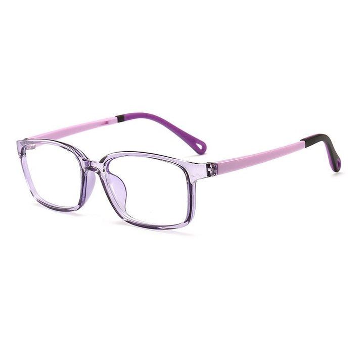 Yimaruili Unisex Children's Full Rim Silicone Frame Eyeglasses F1817 Full Rim Yimaruili Eyeglasses Transparent Purple