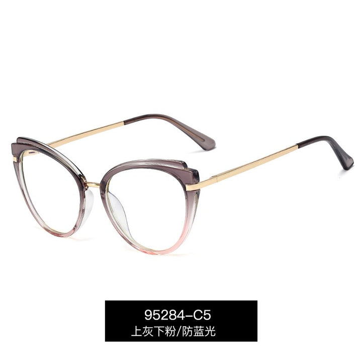 Hotony Women's Full Rim Round Cat Eye Acetate Eyeglasses 95284 Full Rim Hotony C5