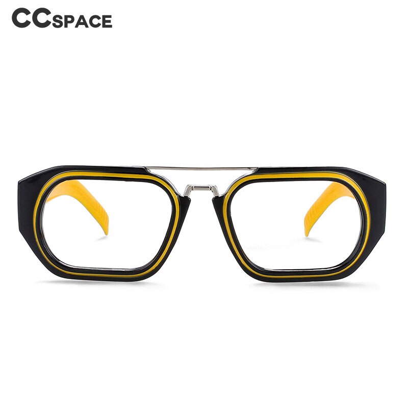CCspace Unisex Full Rim Square Resin Double Bridge Punk Frame Eyeglasses 53095 Full Rim CCspace