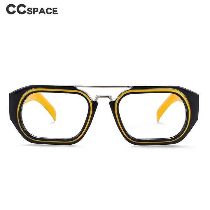 CCspace Unisex Full Rim Square Resin Double Bridge Punk Frame Eyeglasses 53095 Full Rim CCspace